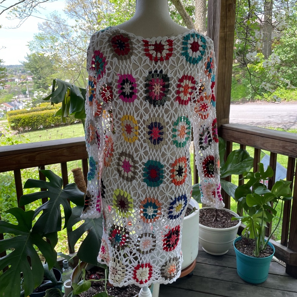 Granny square crocheted swimsuit cover up
